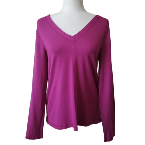 NWOT Lilly Pulitzer Luxletic Areli Bordeaux Berry Criss Cross L/S V-Neck Top - Picture 2 of 12